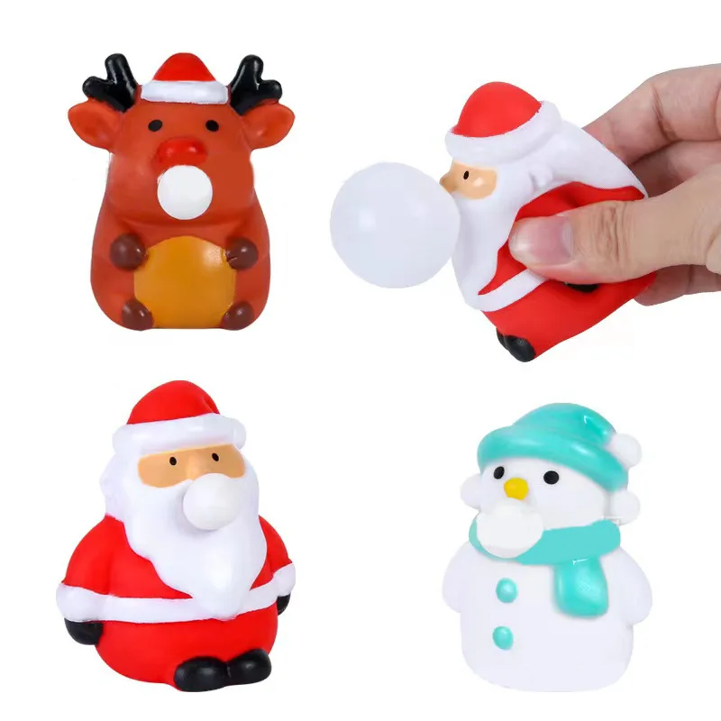 

Christmas Squeeze Toys Reindeer Snowman Santa Claus Blowing Bubbles Squishy Slow Rising Stress Relief Toys for Kids Adults