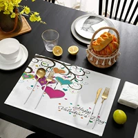 valentines day placemat happy color love tree heat resistant kitchen table mats easy to clean washable burlap placemats