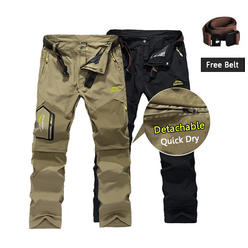 

Men Trekking Pants Outdoor Quick Dry Breathable Camping Trousers Removable Shorts Hiking Trekking Hunting Fishing Pant Free Belt