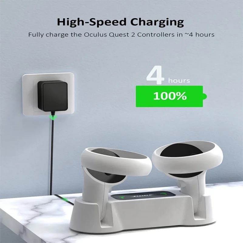 

Charging Dock for Oculus Quest 2 Controllers VR Accessories Charger Station Fast Charging Station Set Type-C Charging Cable
