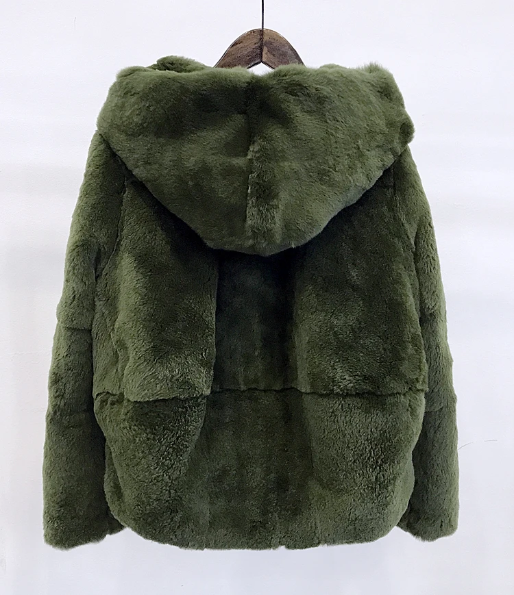 2022 full fur natural real rex fur coat women's winter clothing short hoodie long-sleeved jacket outerwear oversize coat