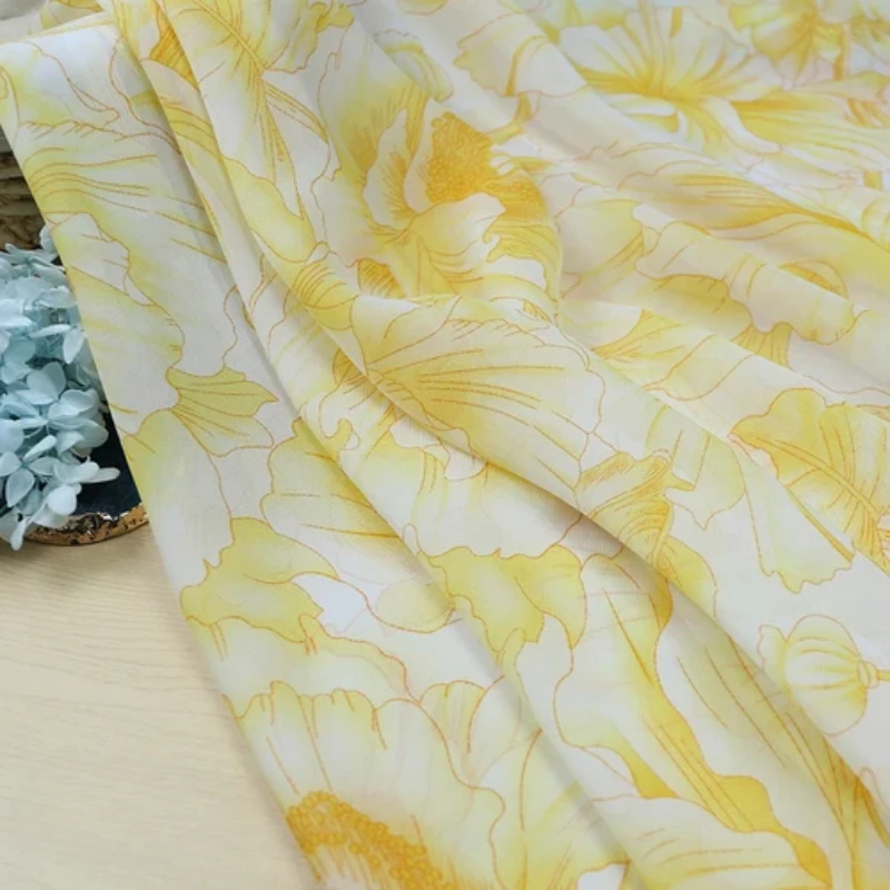 Шифоновая ткань с цветочным принтом 150x45 см