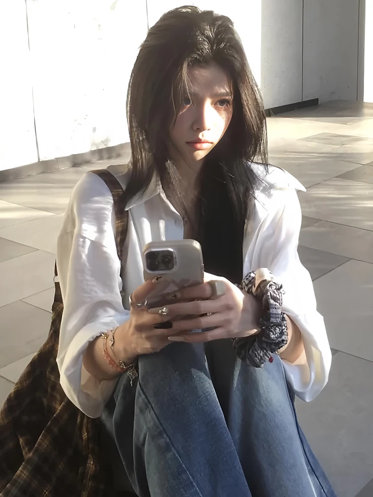 Белые рубашки с длинными рукавами Idle Sle верхняя одежда для женщин новинка весны и