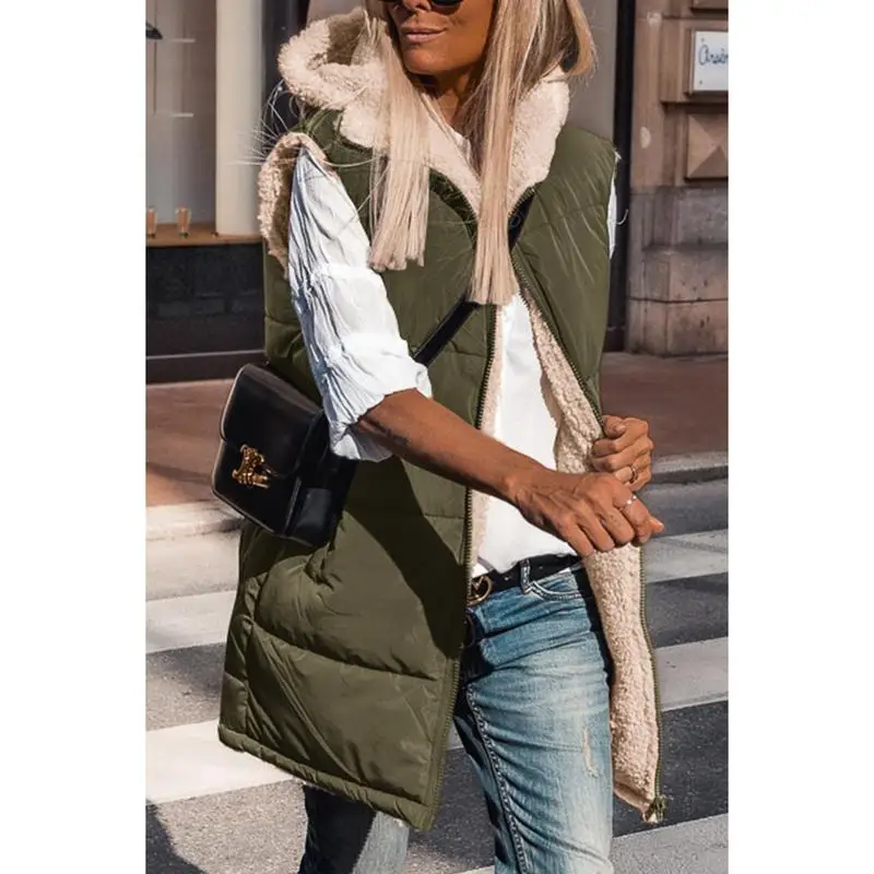 Женский двухсторонний жилет PrettyGarden флисовая куртка без рукавов на молнии