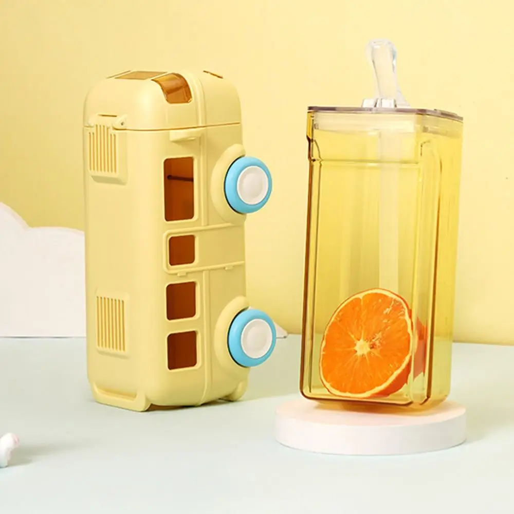

New Creative For Kids Detachable Car Straw Water Cup Bus Water Cups Drinking Bottle Toy Bus Water Bottle
