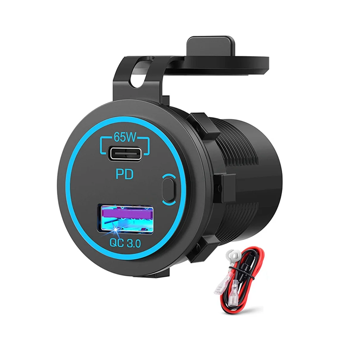 

65W PD 12V USB Outlet for Laptop USB C Car Charger Socket Multi Port Outlet Waterproof Adapter for Car Boat Truck