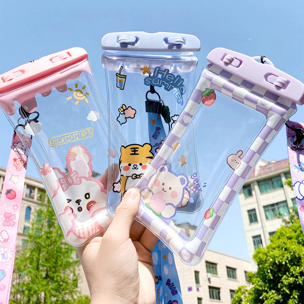 

Transparent Waterproof Phone Case Cute Cartoon Swimming Dry Bag Underwater Touch Screen Beach Pool Mobile Phone Pouch Protector