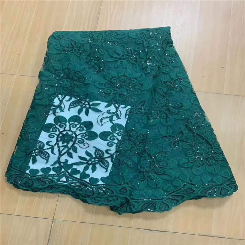 

Темно-зеленая французская Тюлевая кружевная ткань 2023, высококачественные африканские сетчатые кружева с вышивкой, нигерийские ткани с блестками