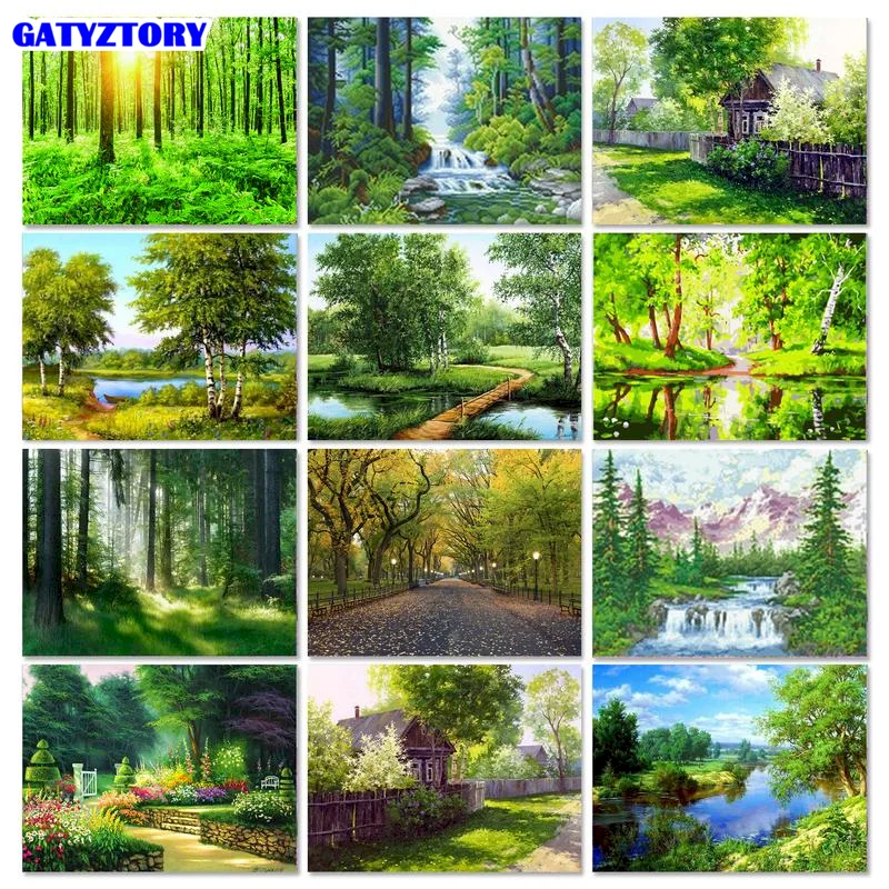 

GATYZTORY 5D DIY Full Square Diamond Painting Natural Scenery Diamond Embroidery Mosaic Cross Stitch Kit Rhinestone Pictures Dec