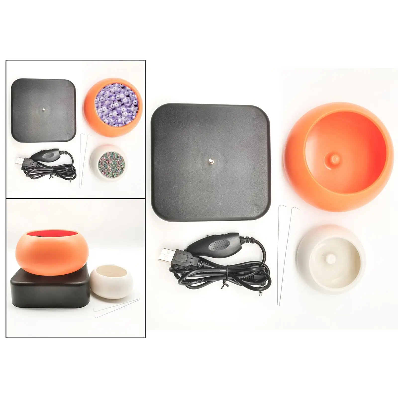 

Spin Beading Accessories Jewelry Making with 2 Bowls Automatic Supplies Bead Tool Electric Bead Spinner Kit for Bracelets Crafts