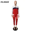HLJ&GG Casual Sporty Two Piece Sets Women Zipper Long Sleeve Top + Jogger Pants Tracksuits Spring PINK Letter Print 2pcs Outfits 4