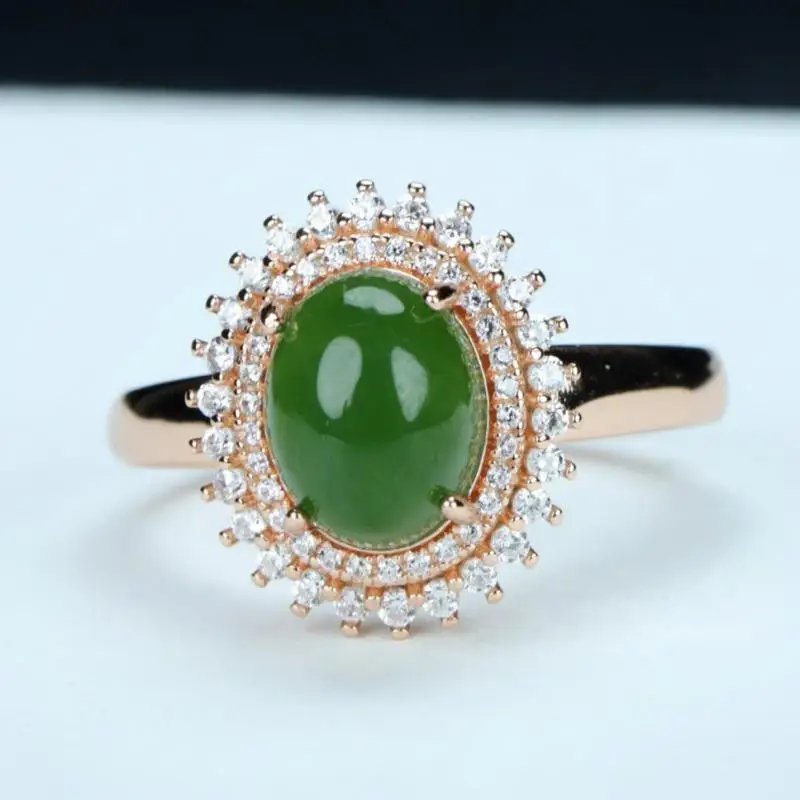 

Кольцо женское из серебра 925 пробы с зеленым нефритом И Цирконом