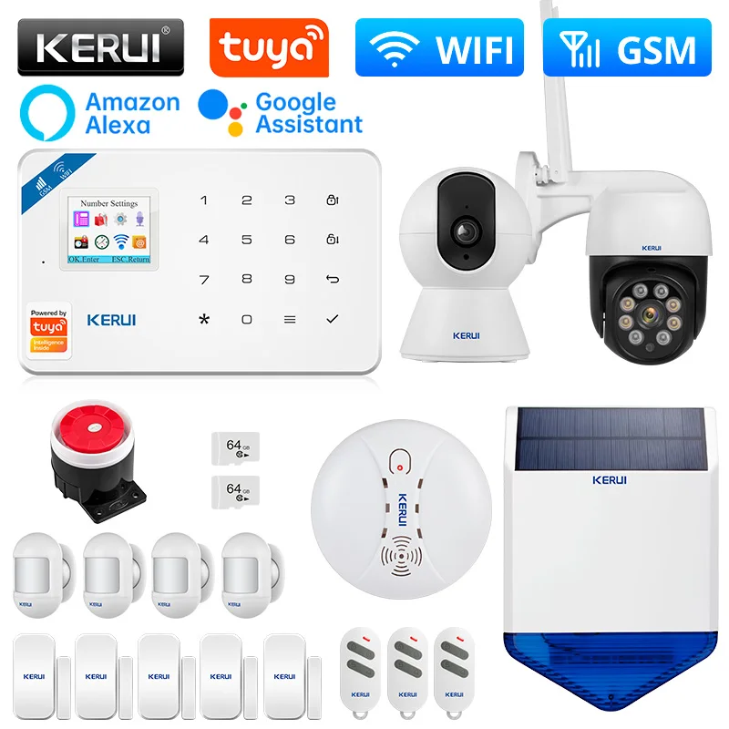 KERUI W181 WIFI GSM Alarm Smart Home Kit Alarm System Tuya Smart Support Alexa Animal Motion Sensor Detector Wireless Siren