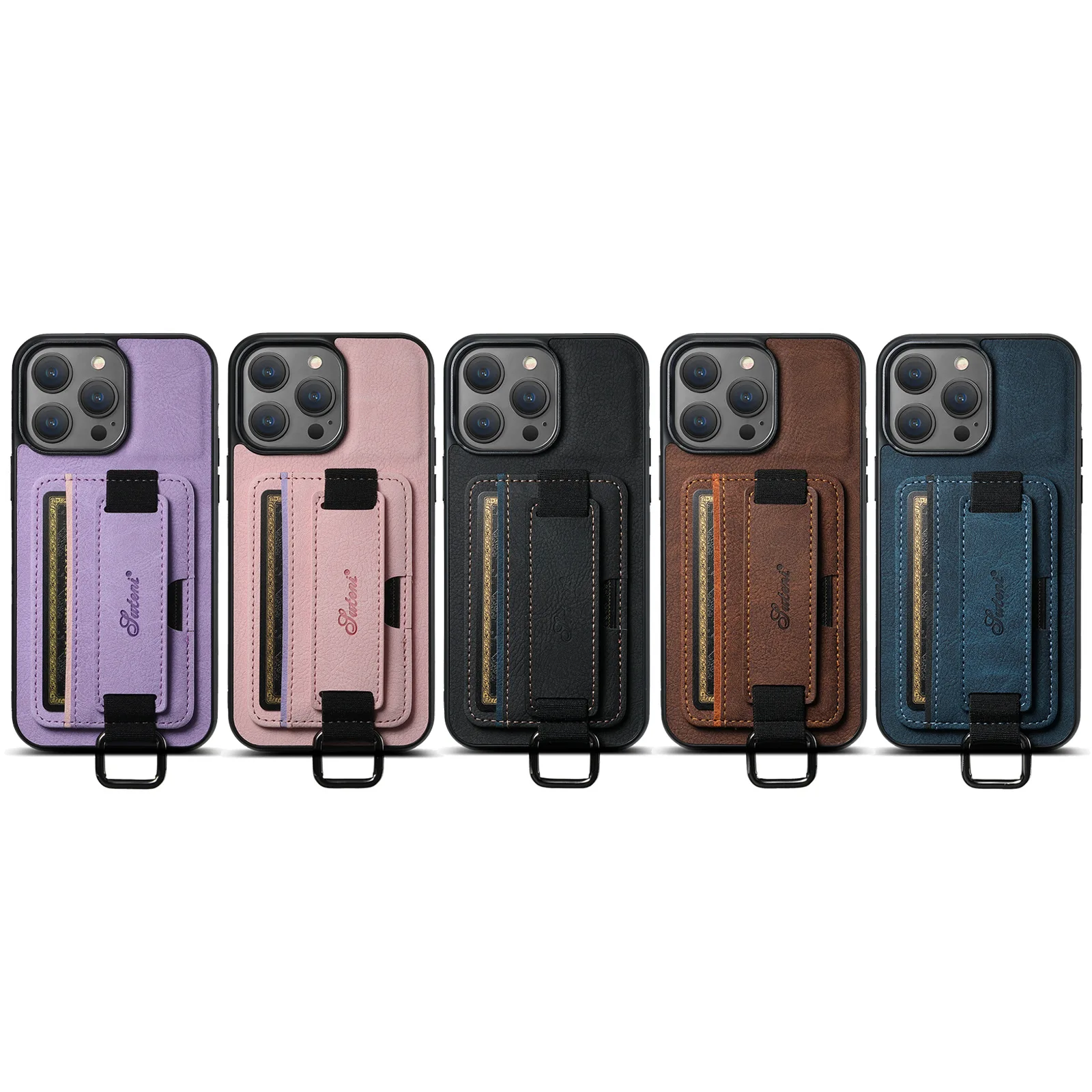 

Slim Fit Premium Leather Cover For iPhone 15 Pro Max 14 13 12 11 Pro Max XS XR 15 Plus Wrist Strap Wallet Card Holder Slots Case