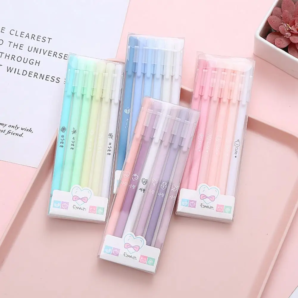 

6Pcs Gel Pens Grip Smooth Ink Output Writing Fluently Matte 0.5mm Ink Pens Non-slip Signature Ballpoint Pens for Office