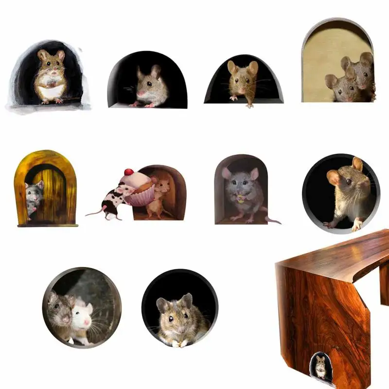 

Cute Little Mouse Wall Sticker For Kids Living Room Home Decoration Mural Bedroom Wallpaper Removable Cartoon Decals 5pcs