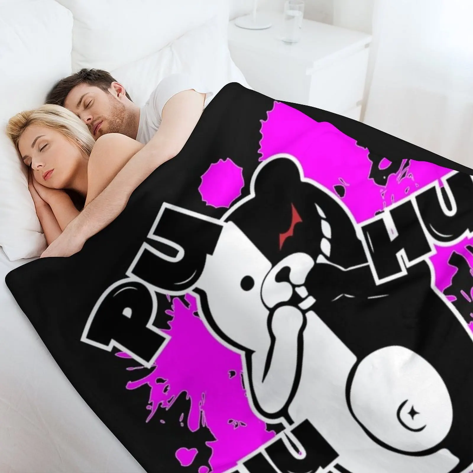 Фото Плед Monokuma Danganronpa - Puhuhuhu, роскошный дизайнерский плед, летний, пушистый, теплый зимний плед №4