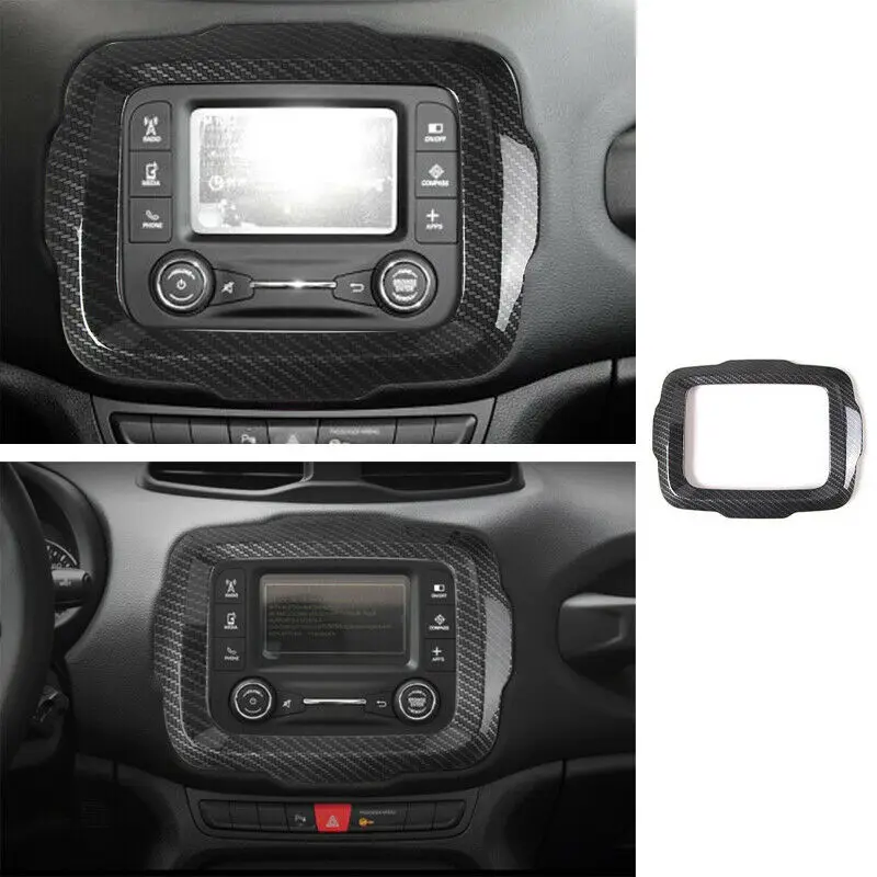 

For Jeep Renegade 2015-2017 ABS Carbon Fiber Console Navigation Panel Frame 1PCS