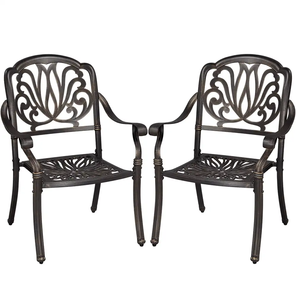 

Outdoor Dining Chair - Aluminum Alloy - Set of 2 - Has Arms - Bronze