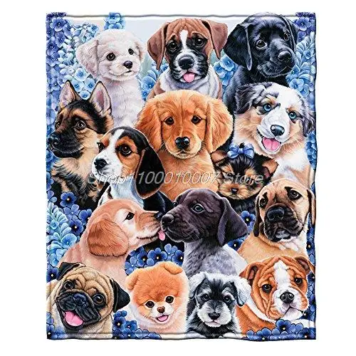 

Puppy Collage Super Soft Plush Fleece Throw Blanket by Jenny Newland