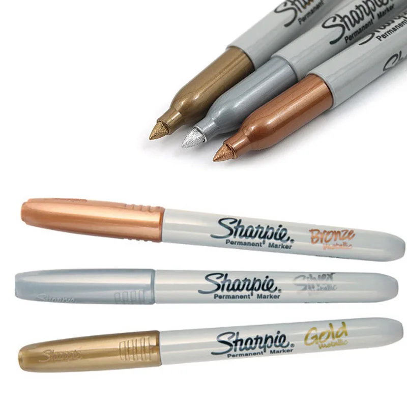 Pen Sharpie Metallic Waterproof Permanent Craftwork For Wood Plastic Metal Glas Paint Writing Stationery