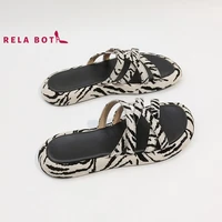 zebra print sandals for women wearing fashionable platform slippers eva leather matching colors flat fashion slippers for women