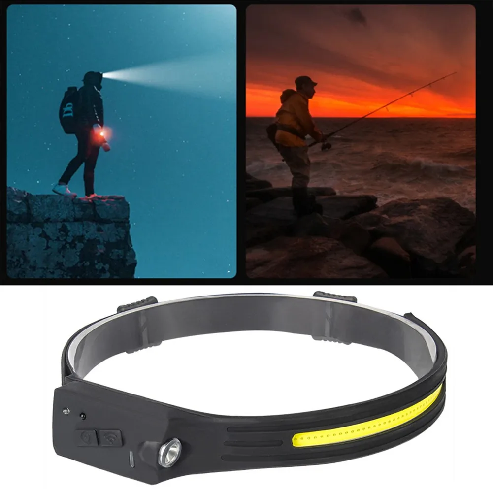 

1000LM Motion Sensor Headlight COB LED Headlamp With Built-in Battery Flashlight USB Rechargeable Head Lamp Torch Work Light