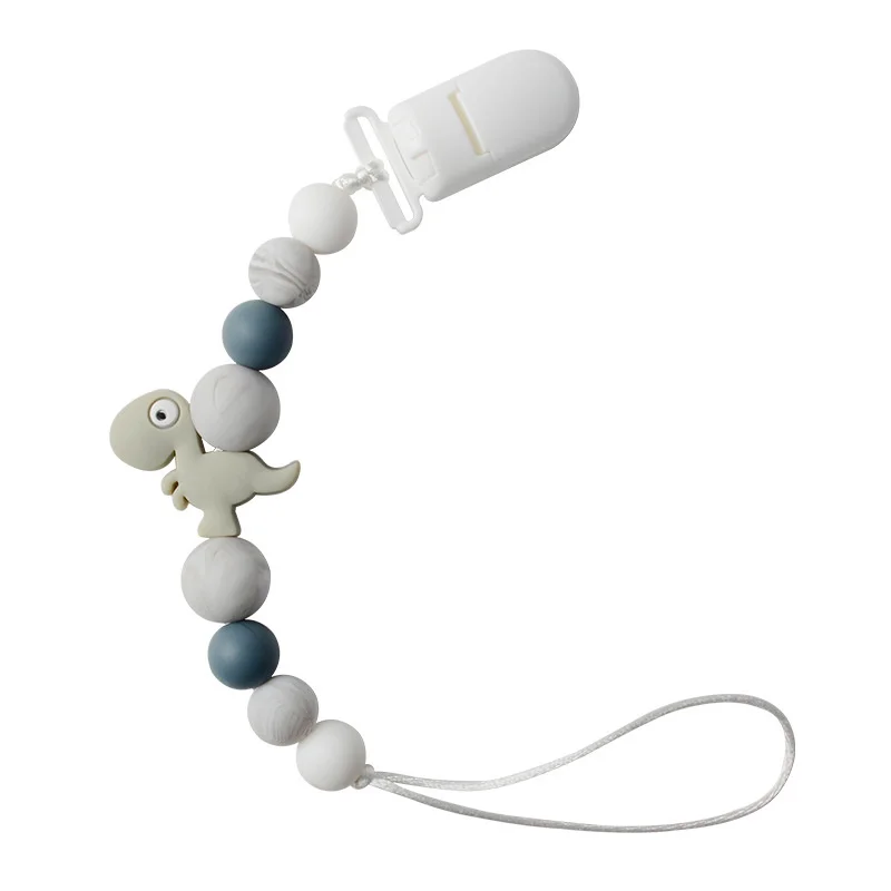 

Pacifier Clip Chain Baby Accessories Boys Girl Personalized Pacifiers Silicone Teether Teething Gift Dinosaur Kit Attache