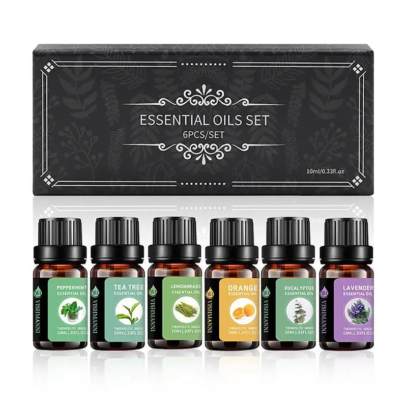 

6 Pcs 10ml Aromatic Essential Oils Set Aromatherapy Fragrance Natural Air Humidifier And Body Massage Essential Oils Set