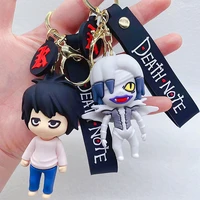 3d rubber toy figure pendant keychain anime death note theme resin keyring cosplay prop jewelry key holder for handbag accessory