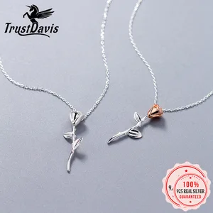 Цепочка Женская Короткая длиной 40 см из серебра 100% пробы, с розой, DS1260