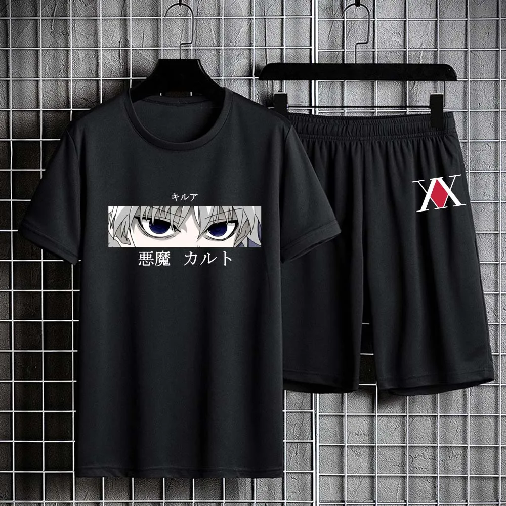 Hunter X  T-shirt Set Casual Shorts Tracksuit Anime Print  Men's Sets Sweatshirts Sweatpants 2022 Summer Sportswear Clothing