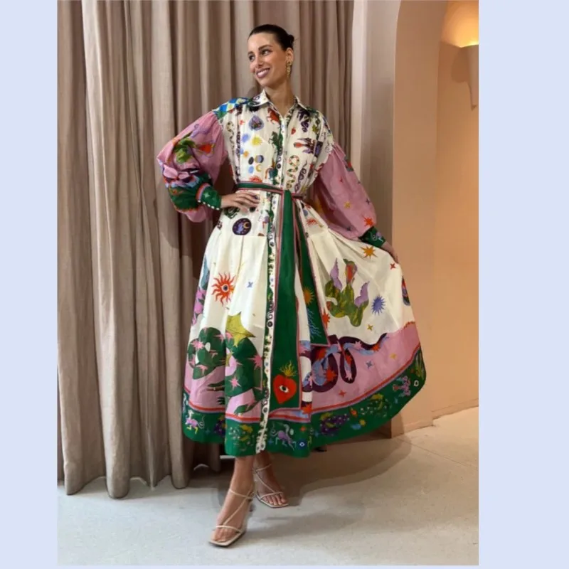 

2023 Australian niche Alema@is New Ramie Explorer Holiday Long Dress