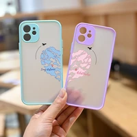 love herat couple phone case for iphone 12 13 11 pro max mini silicone matte cover shell for iphone 11 xr xs max 6 7 8 plus case