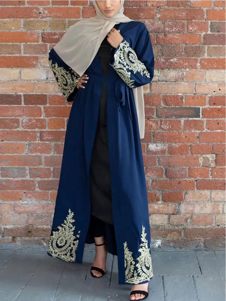 Рамадан абайя ислам кафтан на шнуровке большое Свободное длинное платье 2022 мусульманская одежда Дубай яркий стиль Caftan Jilbab Hijab Robe