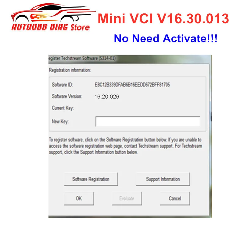 Разблокированная версия Mini VCI Techstream V16.30.013 J2534 интерфейсное программное