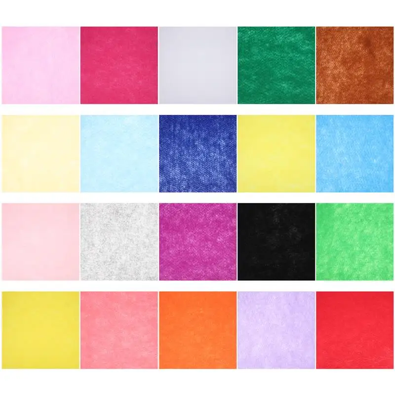 

20Pcs DIY Felt Cloths Felt Nonwoven Fabric Sheets Kids Felt Cloths 30*30cm Mixed Color DIY Apparel Sewing Fabric