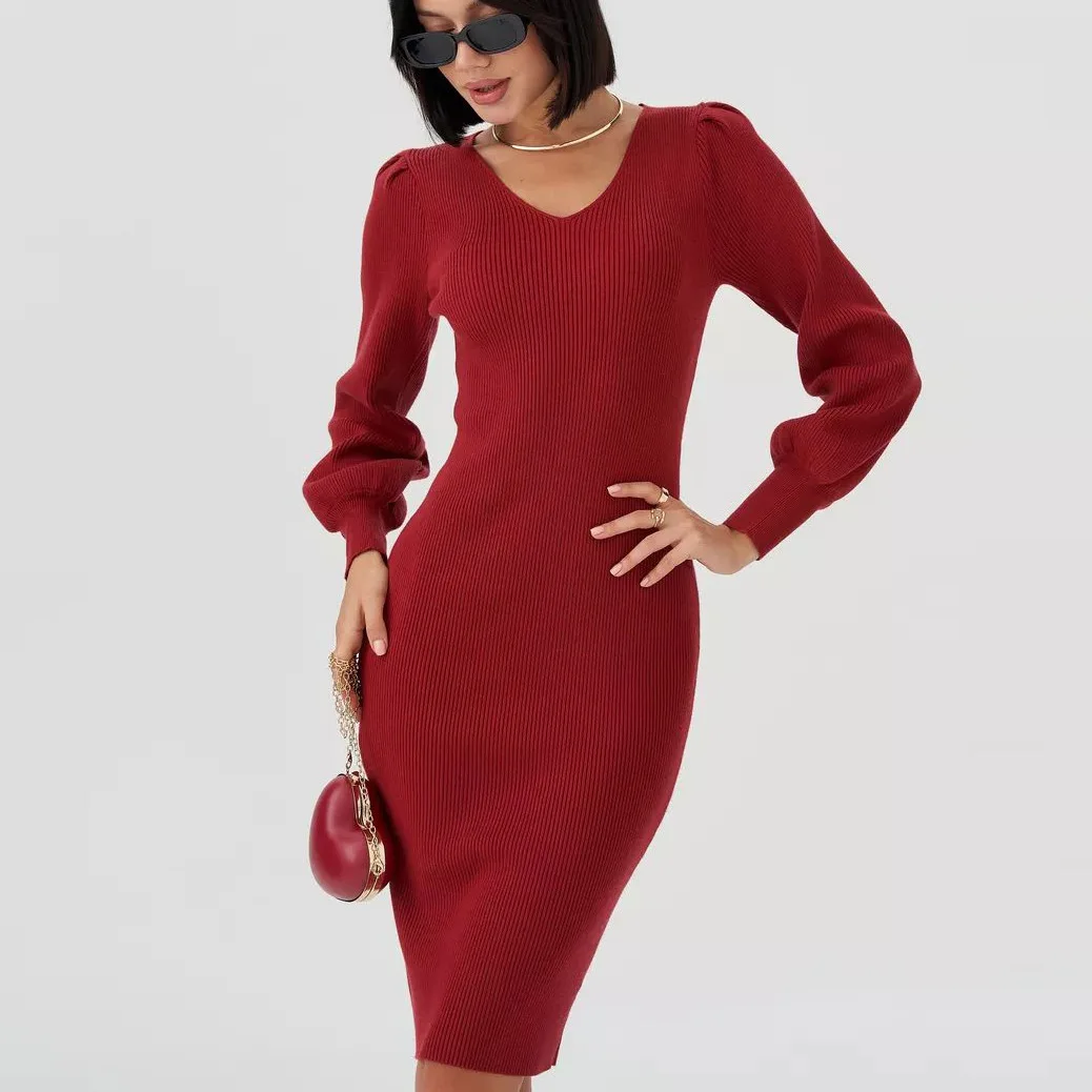 Платьевязаноеоблегающеее Вязаный комбинезон средней юбки