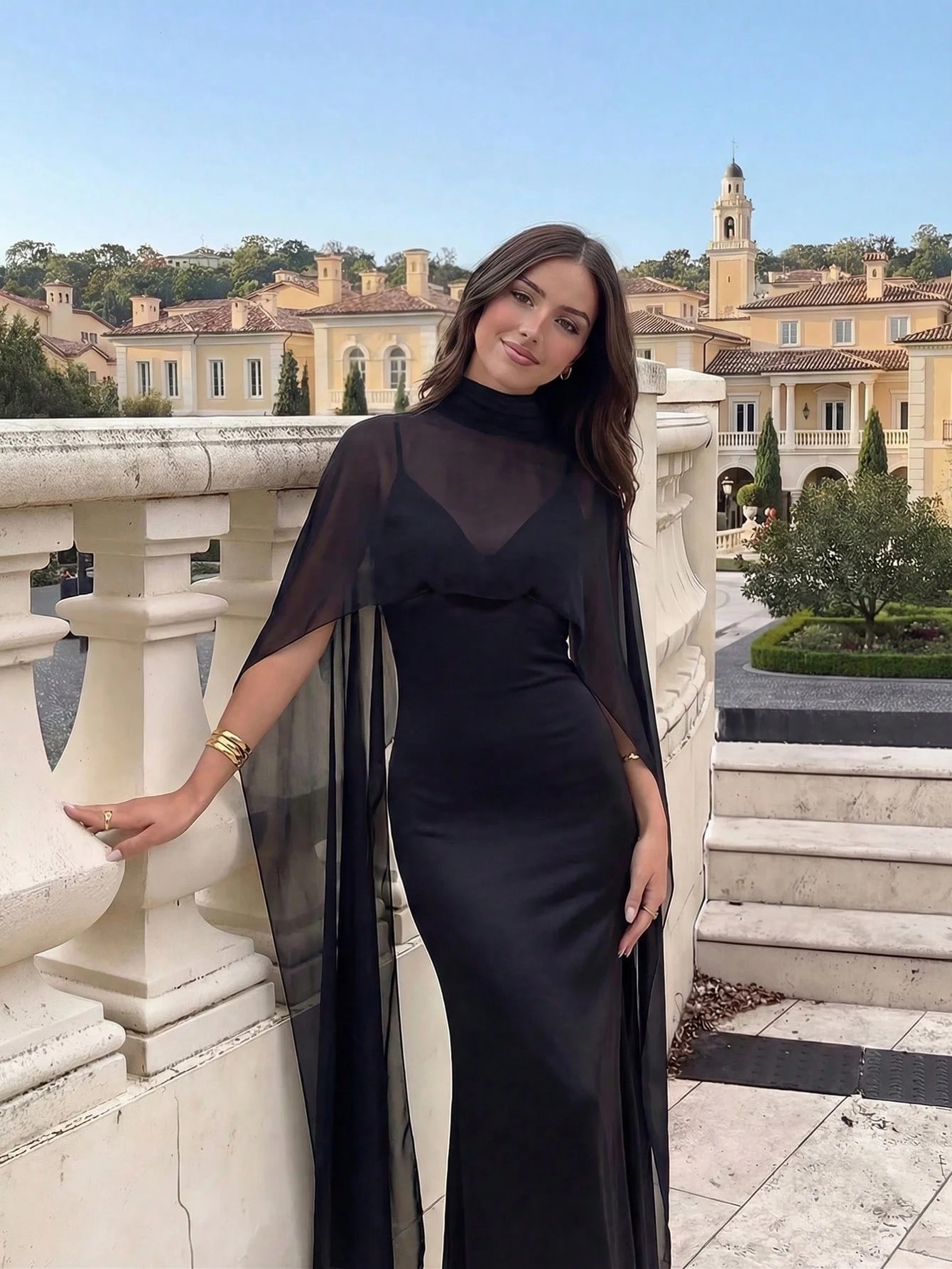 Фото Элегантная женская полупрозрачная блузка-шаль для торжественных случаев и летнего отдыха, длинный повседневный топ для свадебных вечеринок на открытом воздухе, 150 см. №2