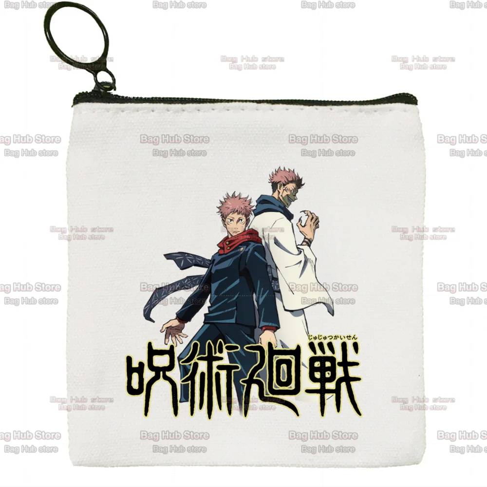 Jujutsu Kaisen Canvas Zipper Coin Bag Female Student Mini Cute Coin Purse Lipstick Bag Small Portable