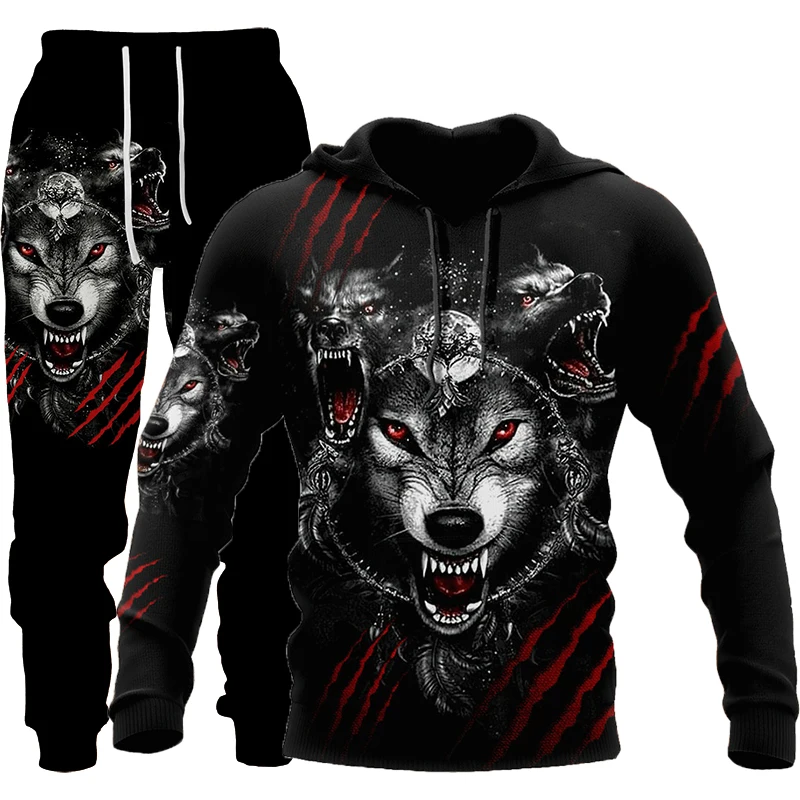 Forest Wolf 3d Printed Hoodie Set Male Sweashirts Sports Suits Hoodies+Pants Male Hoodie Sweatpants Men Tracksuit Men's Clothing