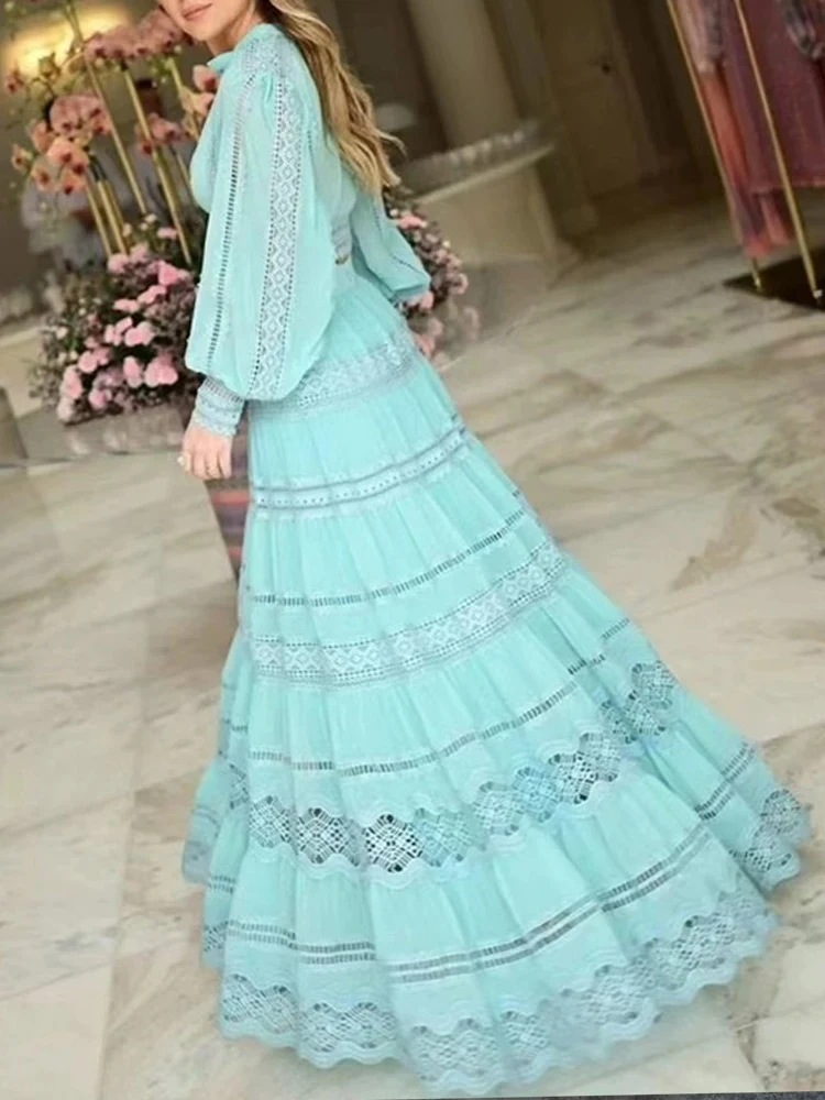 Весенняя женская новая кружевная рубашка с длинными рукавами в стиле ретро