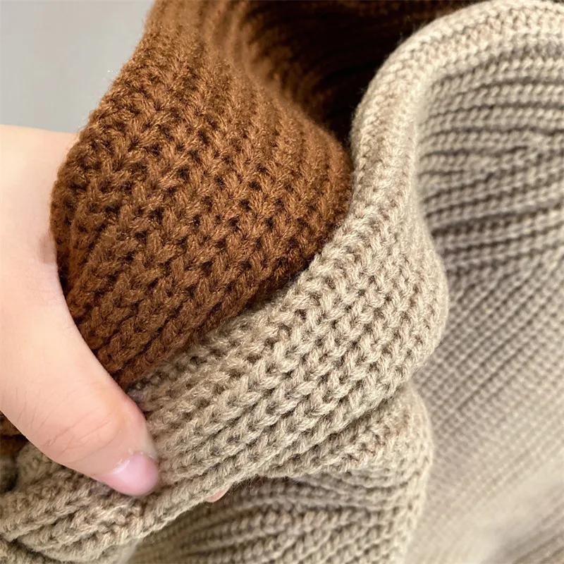 Fall Winter Kids Sweaters Thicken Warm Girls Half High Collar Knitwear Boys Brief Loose Pullover