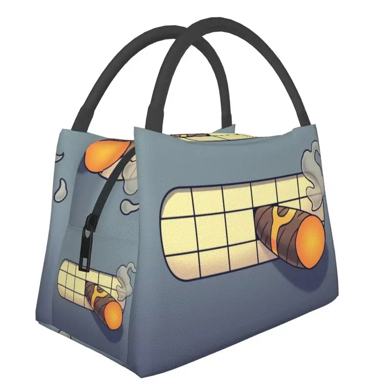 

Cartoon Robot Smoking Insulated Lunch Bag for Work Office Sci-fi Waterproof Thermal Cooler Lunch Box Women