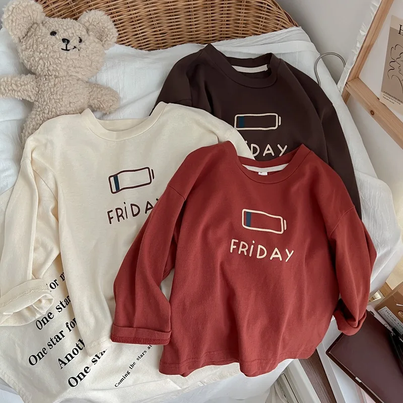 

Fashion Baby Boys T-shirt Long sleeve Autumn Linen Cotton New Children's Clothes Spring Autumn Bottoming Shirt Girls T Shirt Top