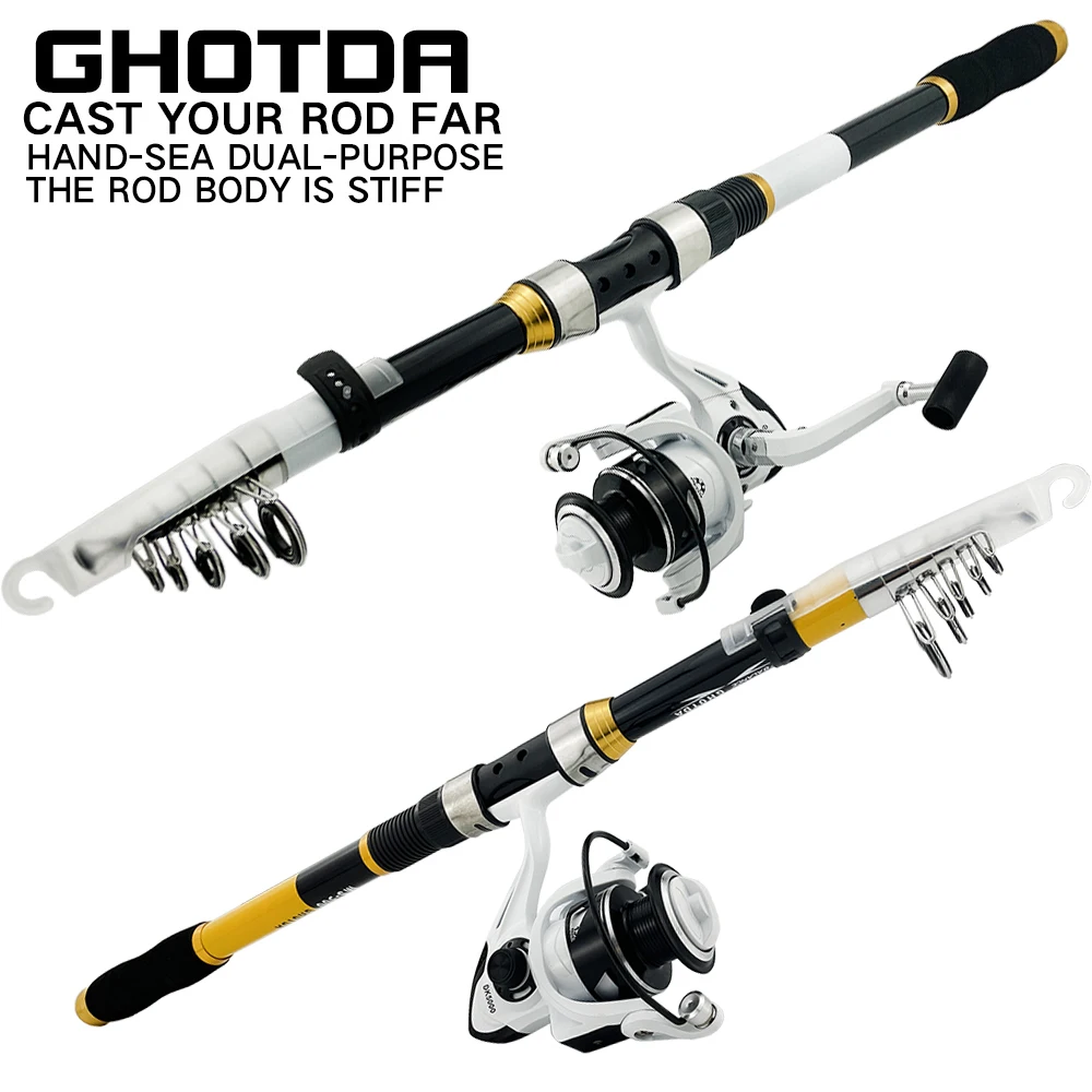 Telescopic Fishing Rod Combo Set Portable Travel Spinning Fishing Rod and Metal Spool Spinning Reel Kit Spinning for Fishing
