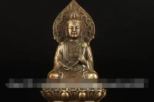 Азиатская винтажная коллекция старая статуя сакральной латуни ручной работы Kuan