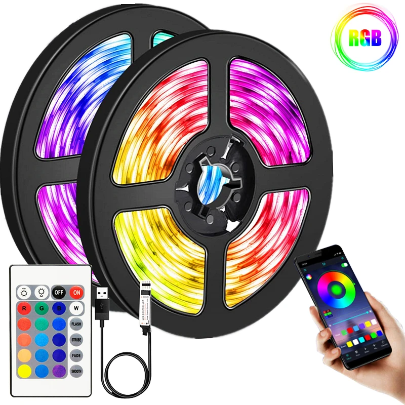 

1M-5M LED Strip Light RGB 5V 5050 2835 USB Bluetooth DIY Flexible Diode Suitable For Party Living Room Decor Luces Holiday Gift