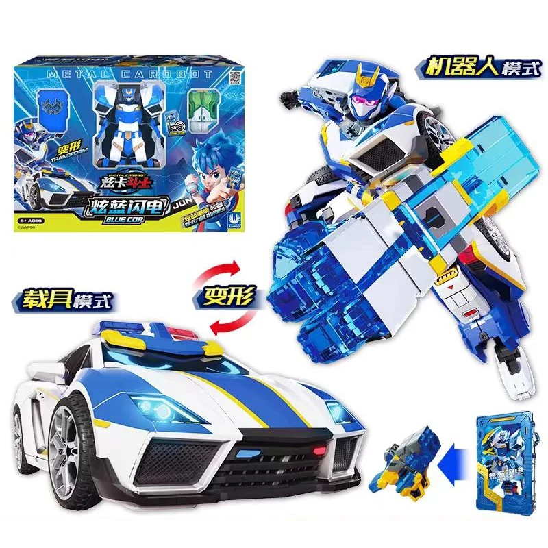 Фото Металлическая машинка-трансформер Cardbot S BLUE COP W, игрушка-фигурка, модель из АБС-пластика, подарок для детей №5