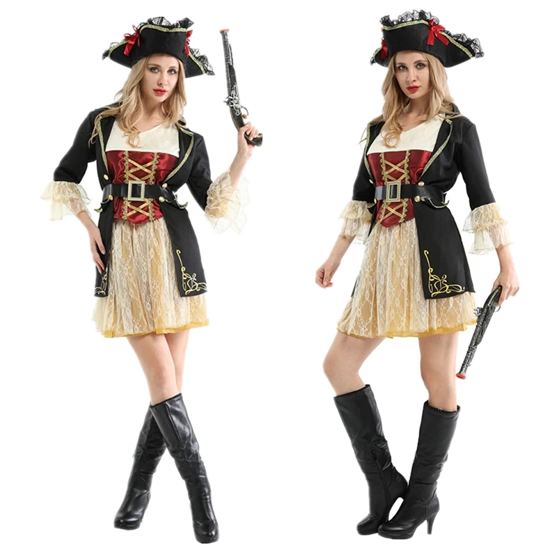 

Classic Pirate Role Playing Costume Women Halloween Performance Carnival Warrior Cosplay Fancy Dress Outfit